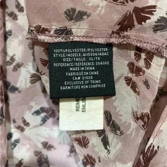 NWOT Airoldi Collection, Floral Print Semi-Transparent  Blouse, XL, Pink & White - Picture 5 of 8